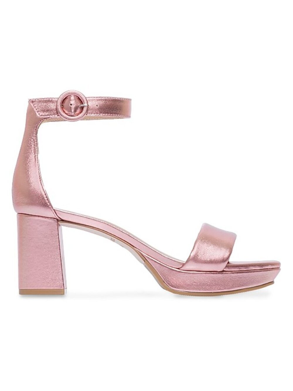 Bernardo Carla Metallic Pink Leather Sandal Heels Size 6.5M
